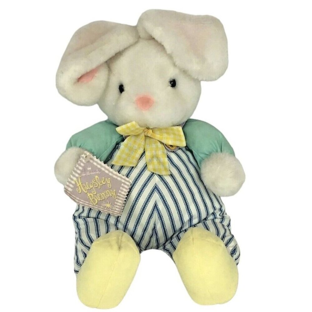Hallmark Vintage Hugsley Bunny Easter Striped Plush Stuffed Animal Toy 13"